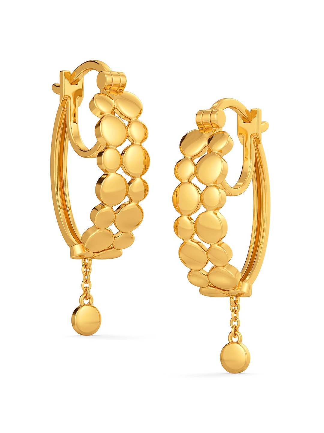

MELORRA Sway with Sequins 18KT Gold Hoop Earrings-7.64gm