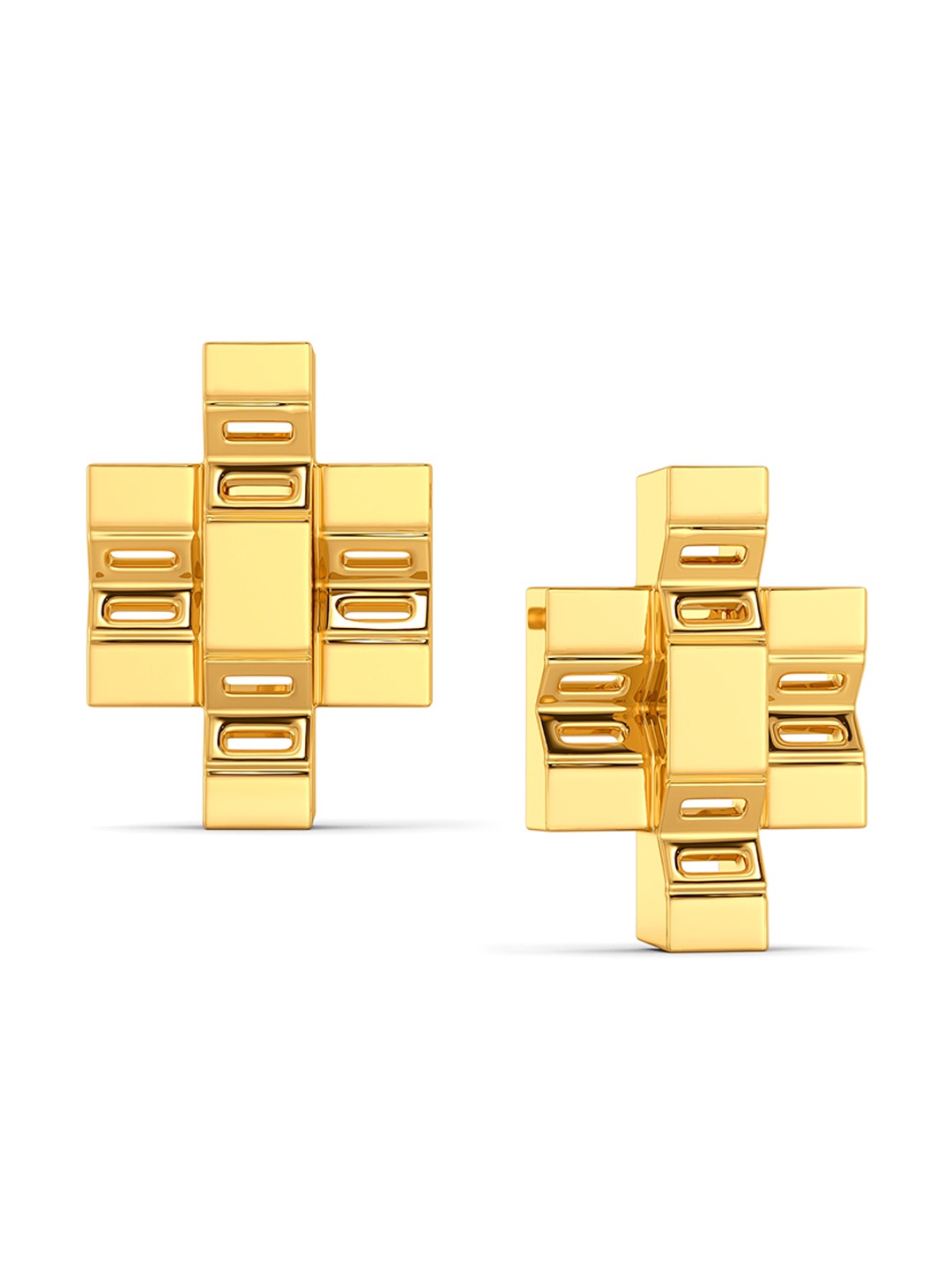

MELORRA Tetris Tribe 18KT Gold Stud Earrings- 4.72 gm