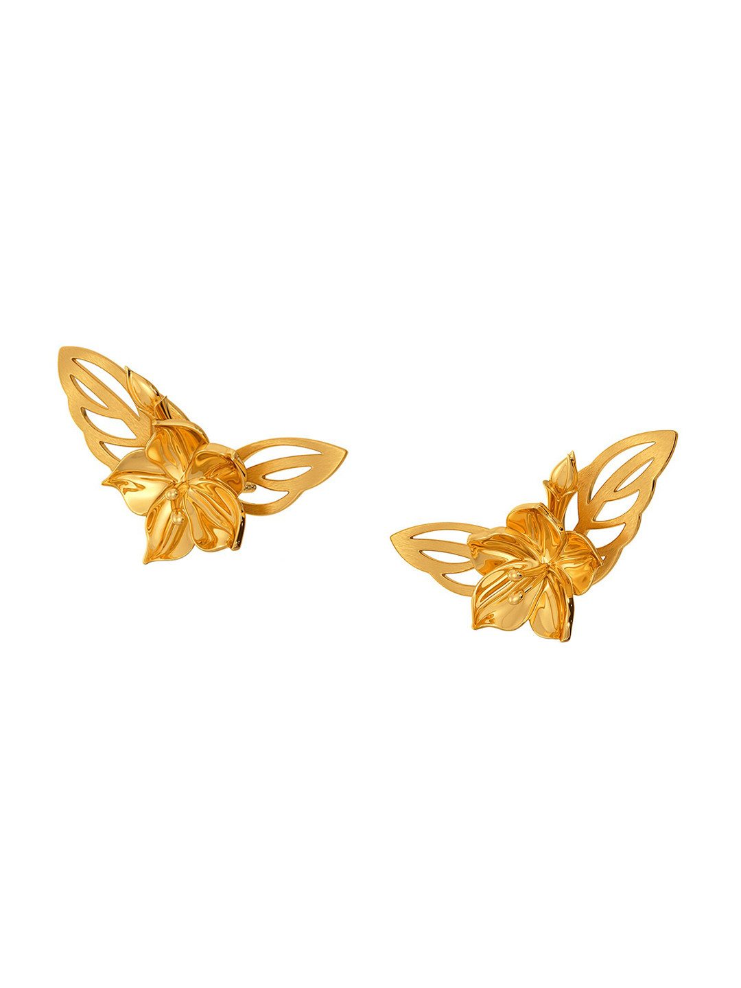 

MELORRA Floral Blur 18KT Gold Stud Earrings- 6.52gm, Yellow