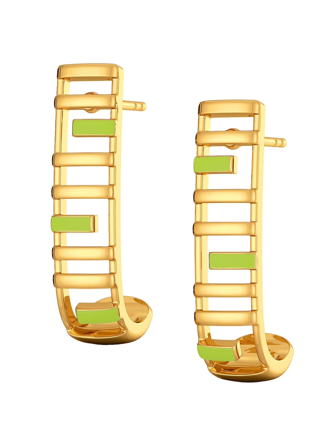 

MELORRA Colour Me Neon 18KT Gold J-Hoop Earrings-4.82gm