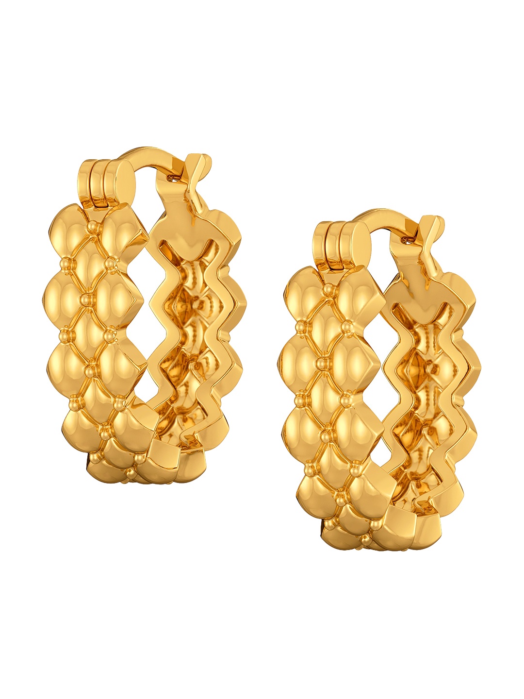 

MELORRA Quilty Leisure 18KT Gold Hoop Earrings-4.65gm