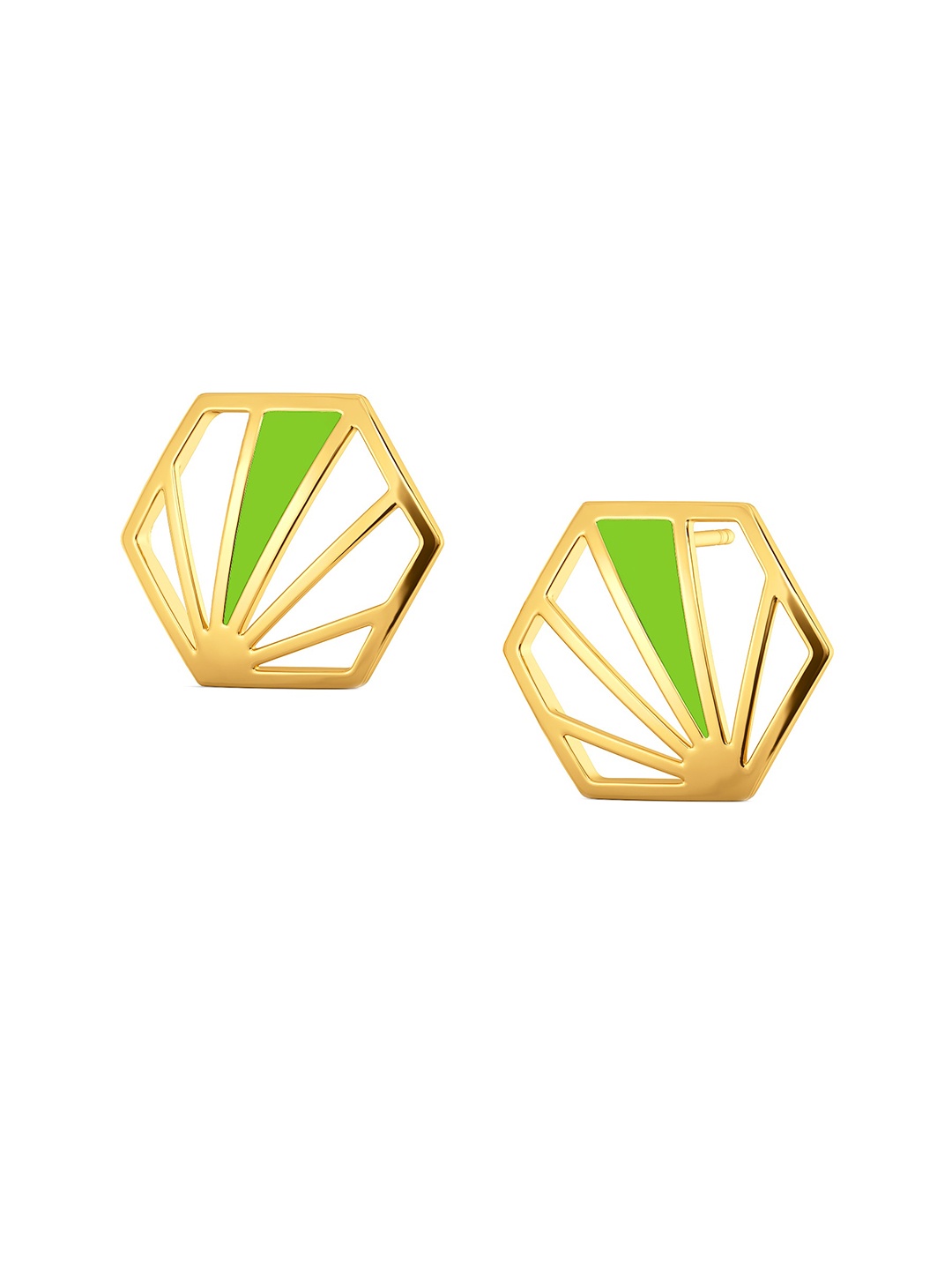 

MELORRA Green Sheen 18KT Gold Earrings - 4.56 gm