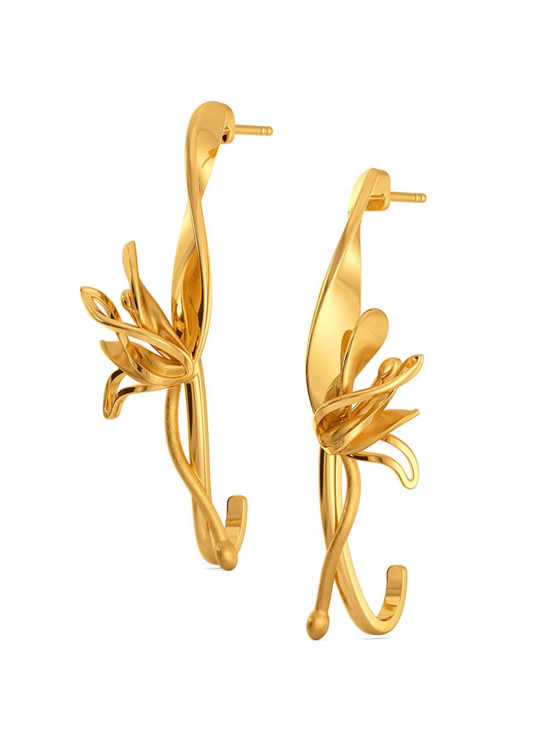 

MELORRA Spring Surfeit 18KT Gold J-Hoop Earrings-6.73gm