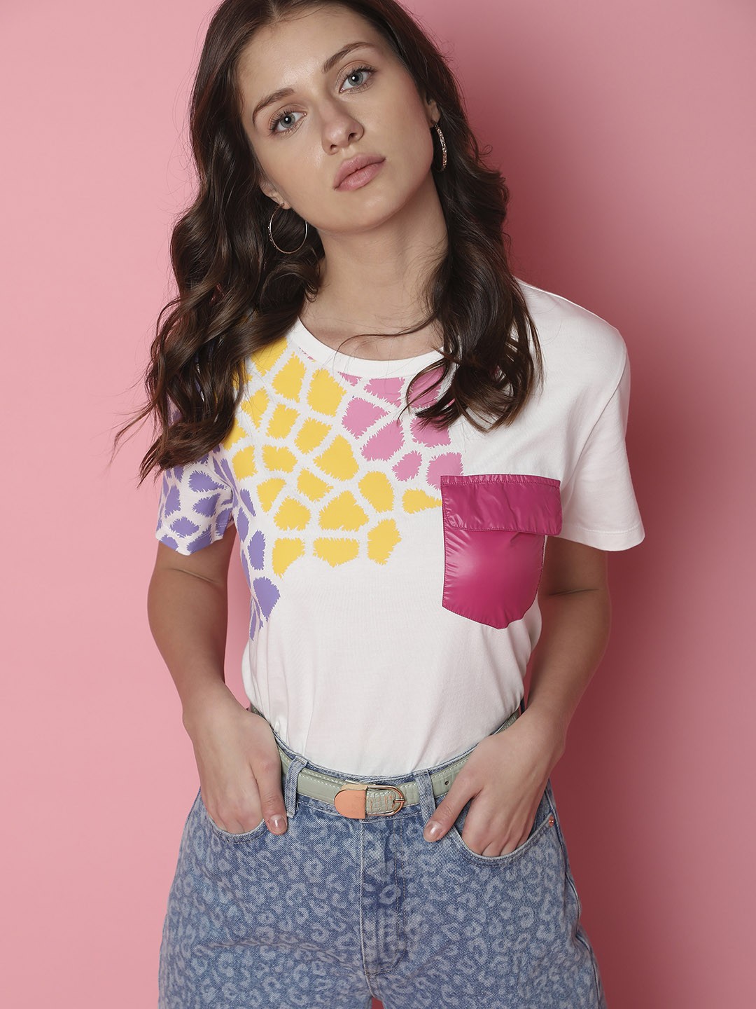 

Vero Moda Graphic Printed Round Neck Cotton T-shirt, White