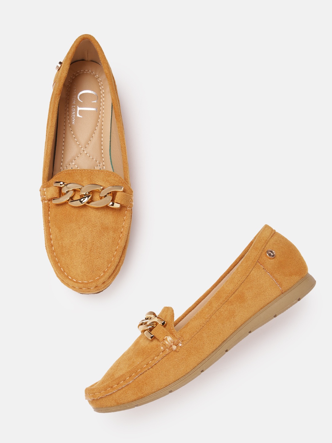 

Carlton London Women Loafers with Chain Detail, Mustard