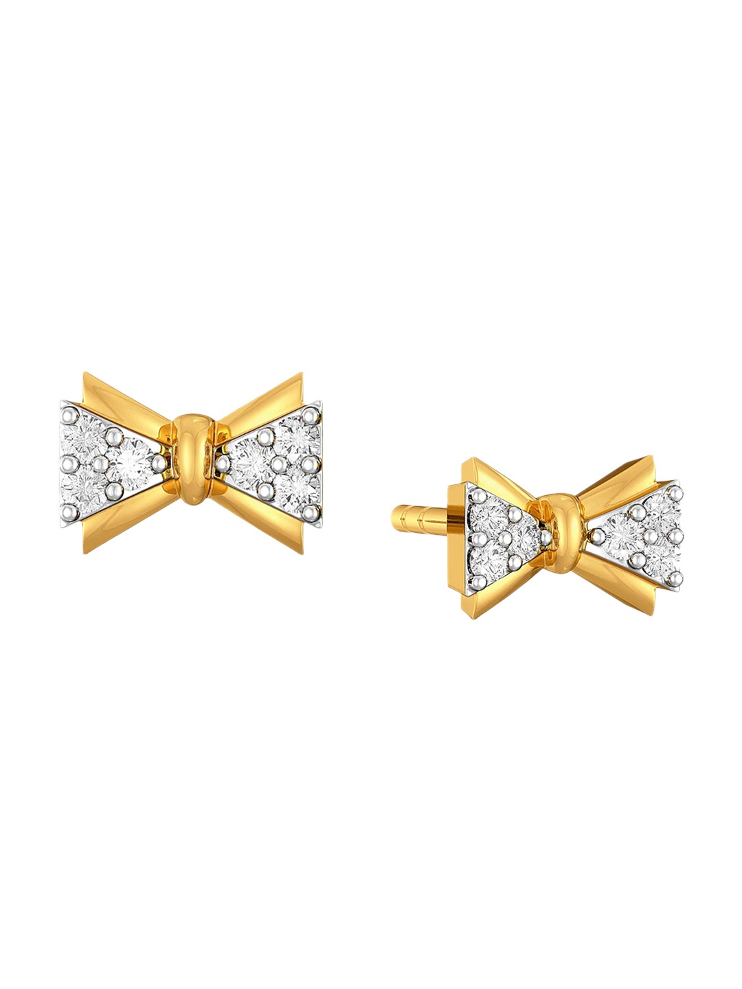 

MELORRA Diamond-Studded Rhodium-Plated 18KT Gold Stud Earrings-1.51gm