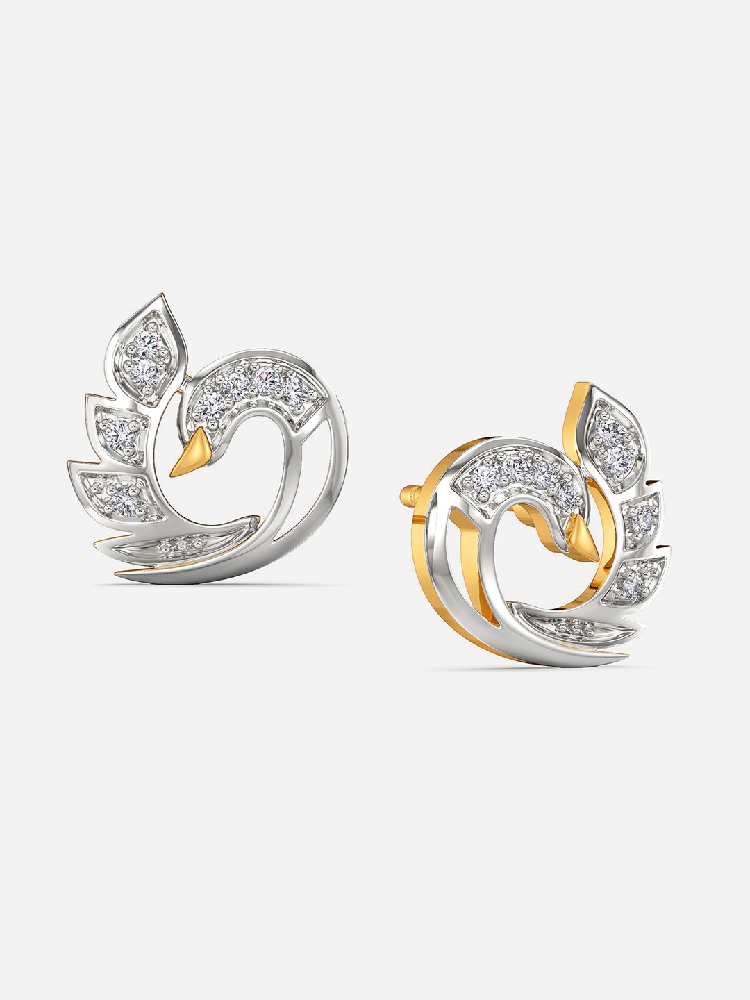 

MELORRA Soiree Rhodium-Plated Diamond-Studded 18KT Gold Stud Earrings - 2.54 gm