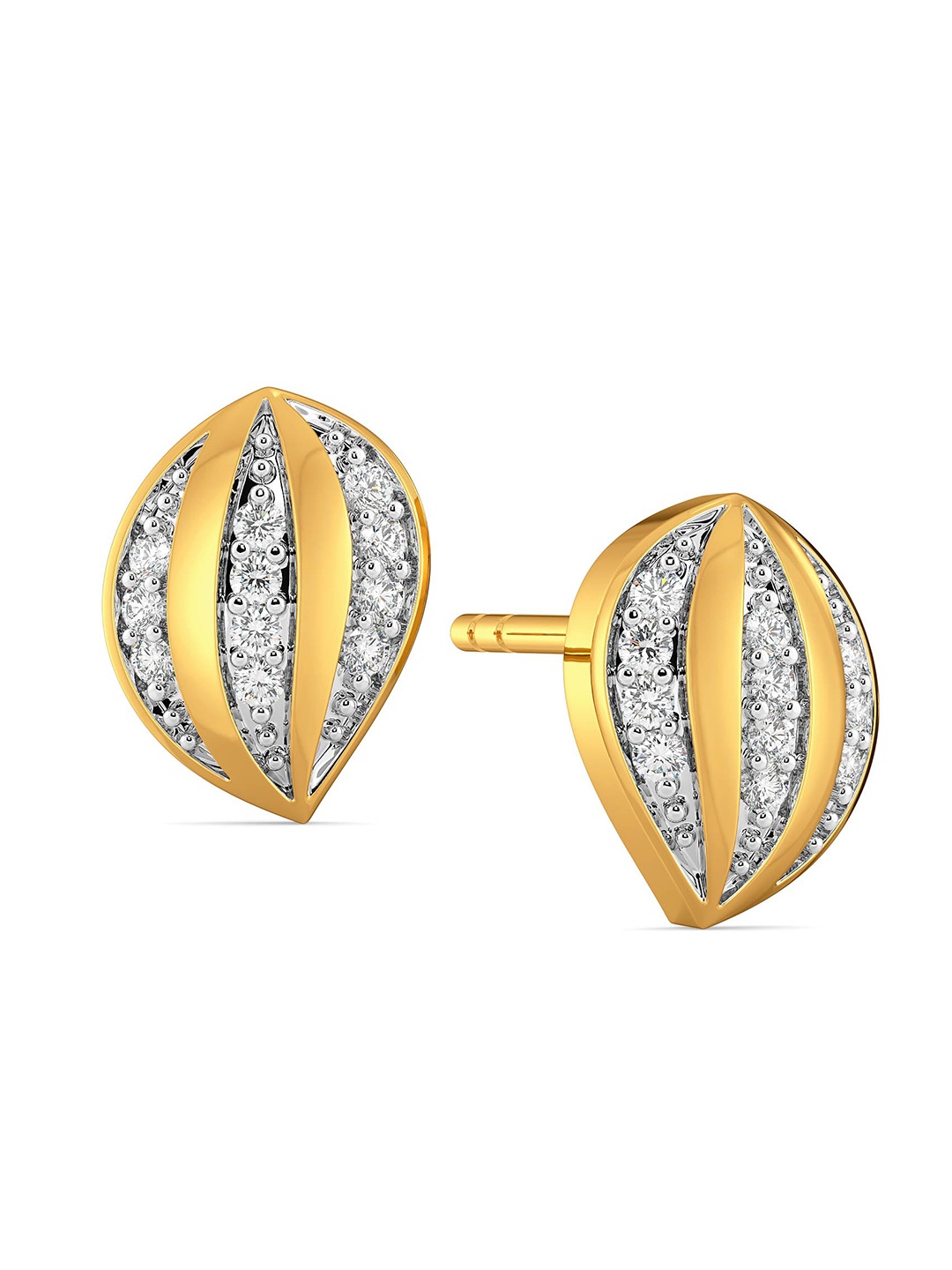 

MELORRA The Coral Conch Diamond-Studded Rhodium-Plated 18KT Gold Studs Earrings- 2.31 gm