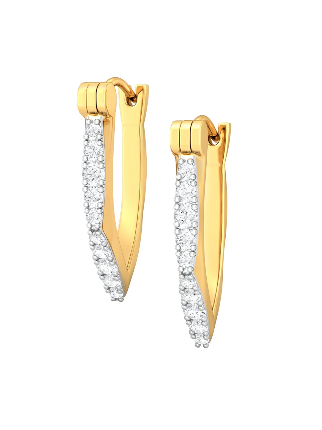 

MELORRA Arabian Dreams Diamond-Studded 18KT Gold Hoop Earrings-2.76 gm