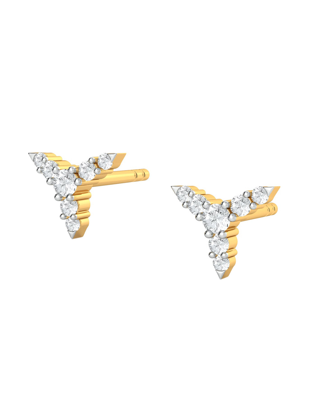 

MELORRA Spoketastic Rhodium-Plated Diamond-Studded 18KT Gold Stud Earrings-1.11gm