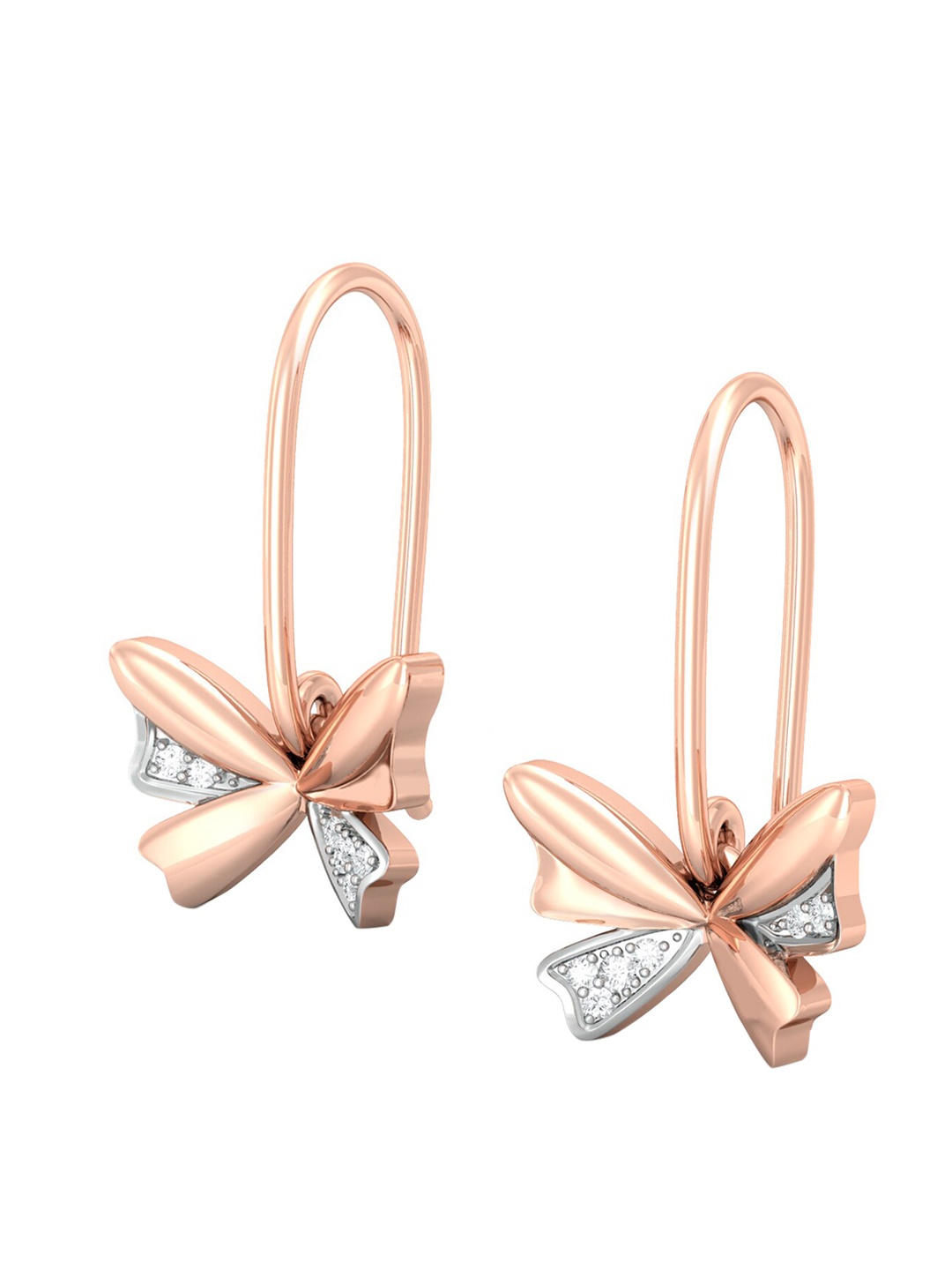 

MELORRA Pretty Muse Diamond-Studded 18KT Rose Gold Studs Earrings- 3.98 gm