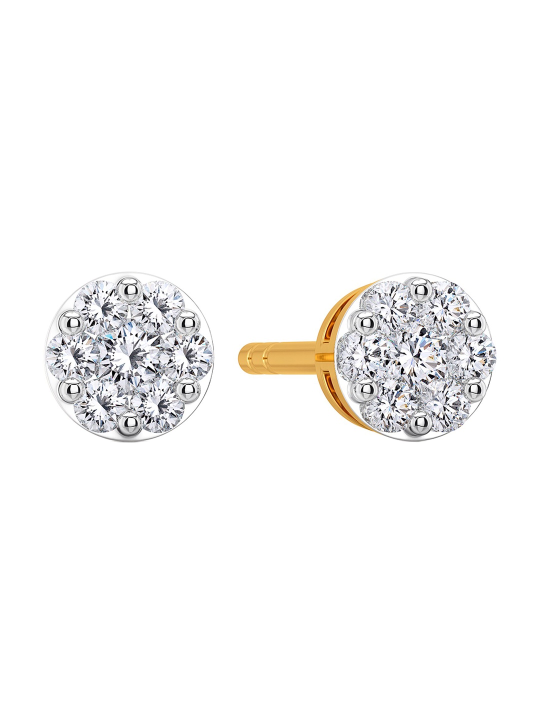 

MELORRA Chic Parade Rhodium-Plated Diamond-Studded 18KT Gold Stud Earrings-1.0gm
