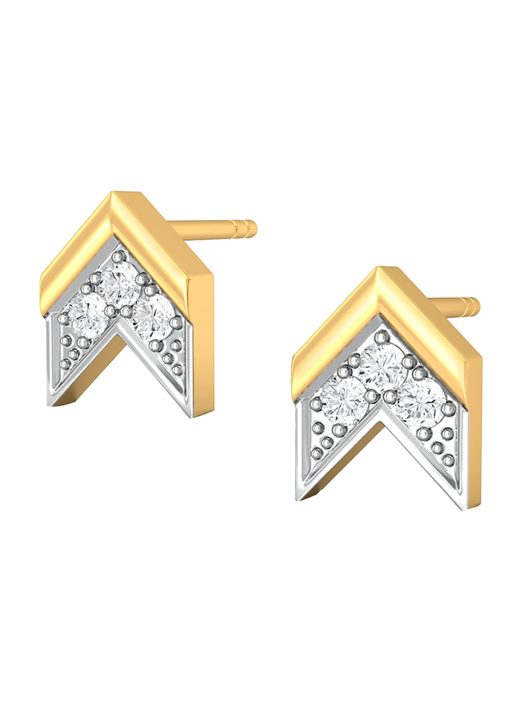 

MELORRA Arrow Bolero Rhodium-Plated Diamond Studded 18KT Gold Stud Earrings -2.0gm