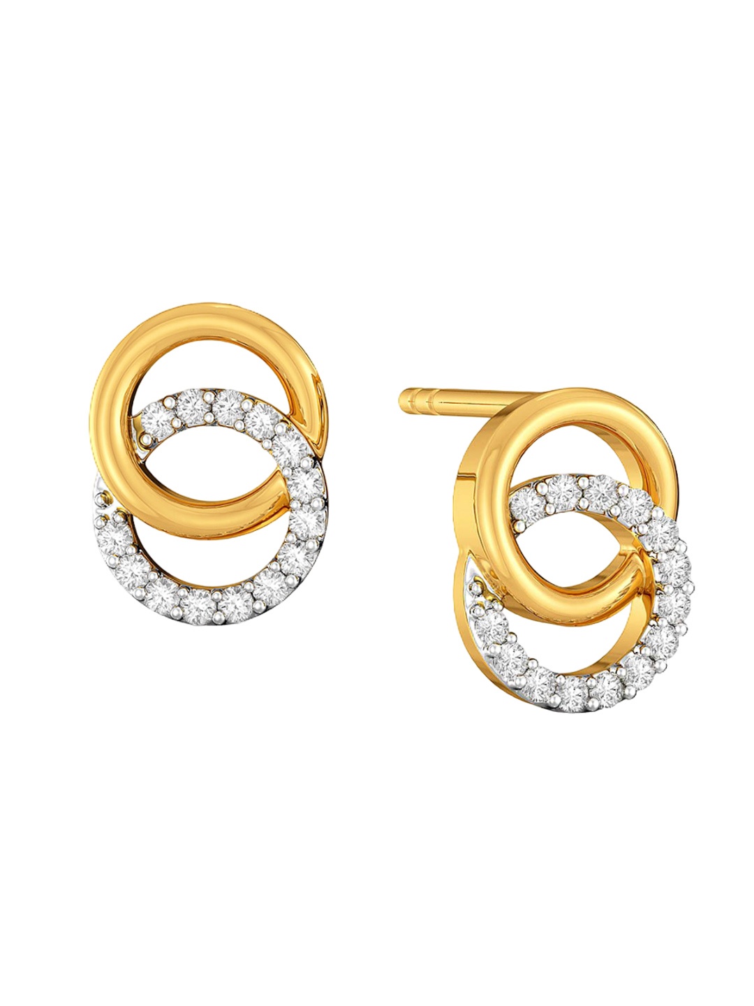 

MELORRA Ring A Bling Diamond-Studded Rhodium-Plated 18KT Gold Studs Earrings- 2.48 gm
