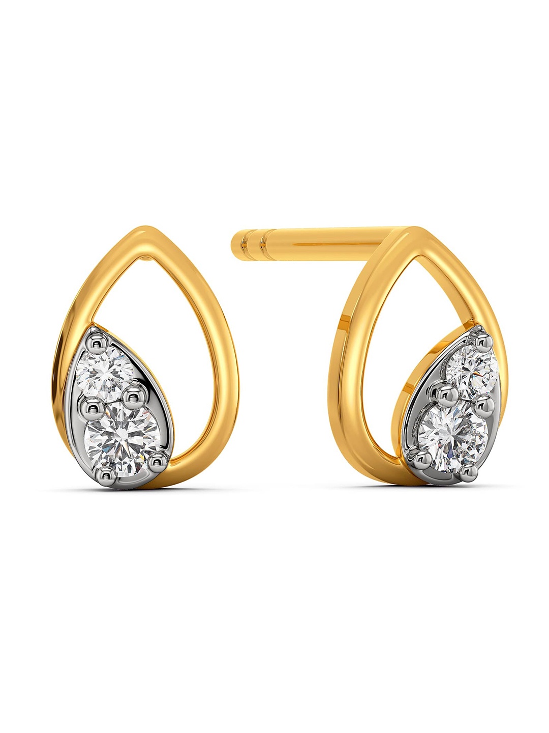 

MELORRA Drop to Doe Rhodium-Plated Diamond-Studded 18KT Gold Stud Earrings-1.42 gm, Yellow