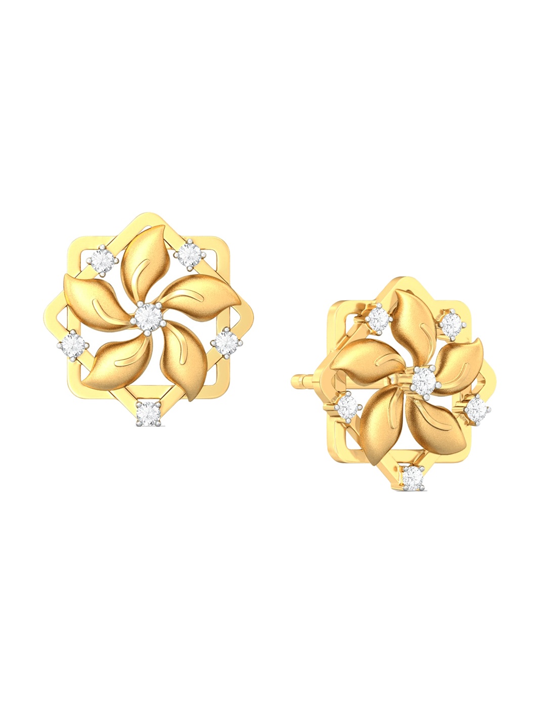 

MELORRA Funky Chakra 18KT Gold Diamond Stud Earrings-3.58gm