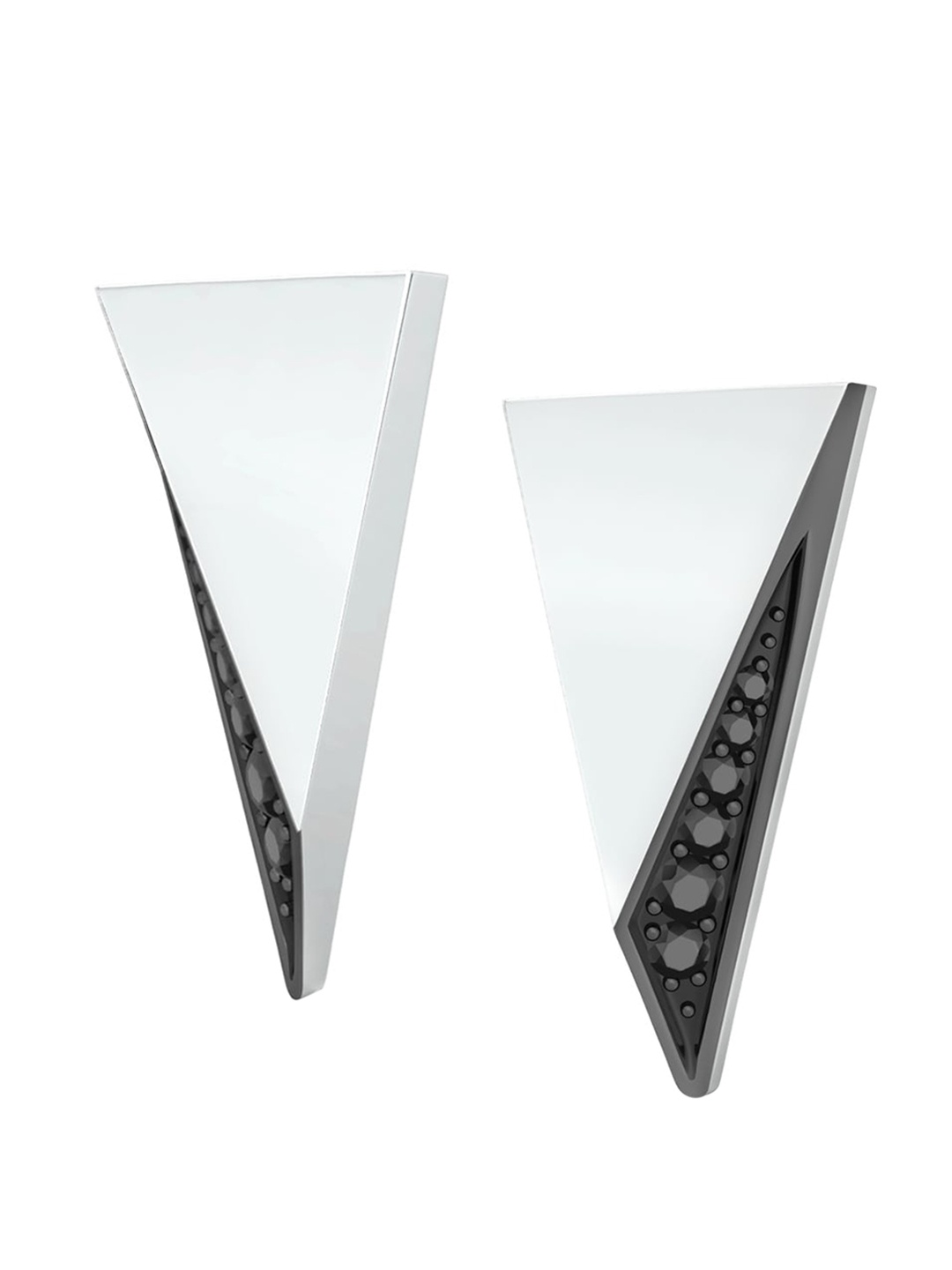 

MELORRA Arrowhead Rhodium-Plated Diamond-Studded 18KT White Gold Stud Earrings-3.61gm