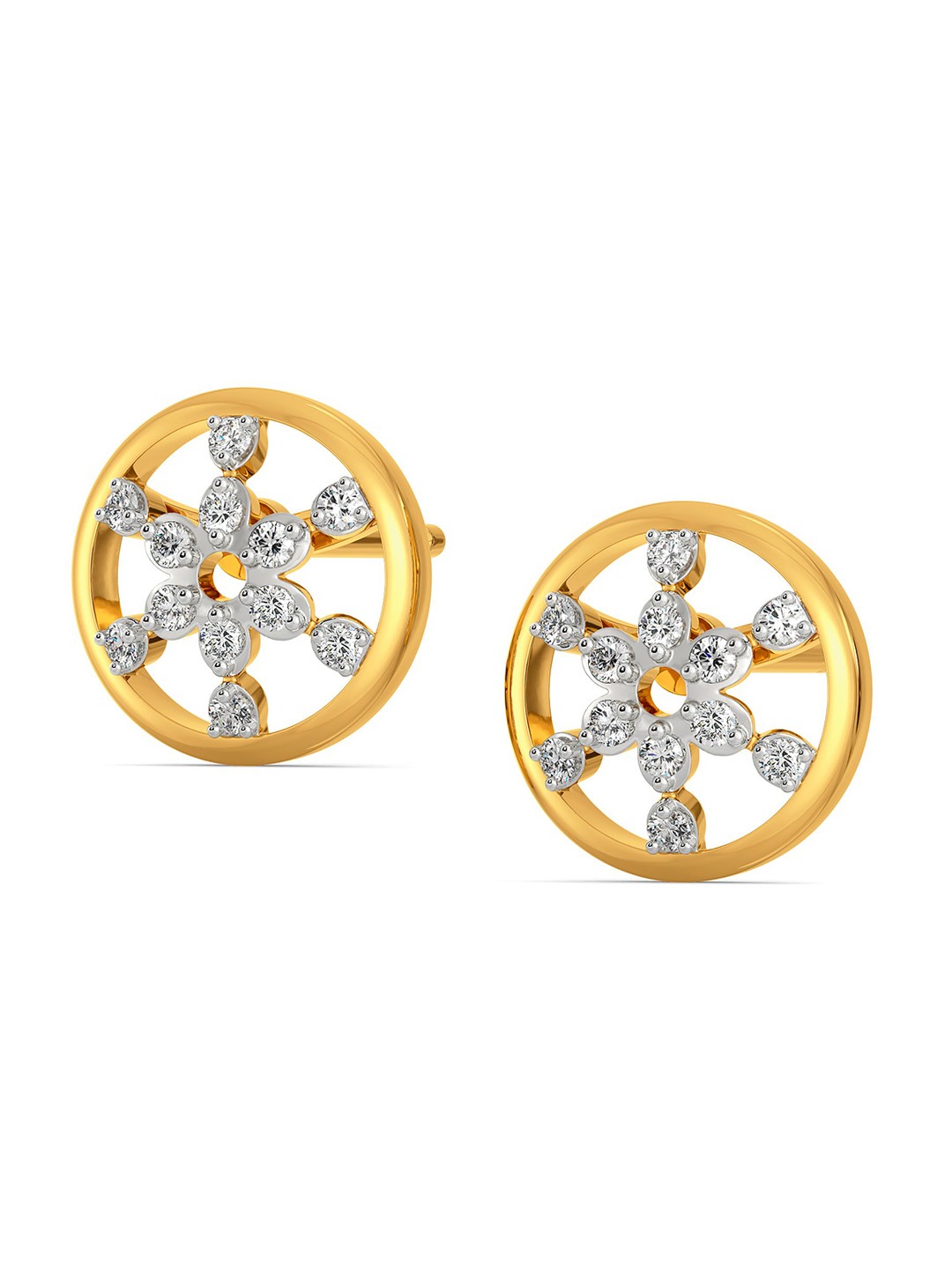 

MELORRA Lace Broderie Diamond-Studded Rhodium-Plated 18KT Gold Stud Earrings-2.1gm