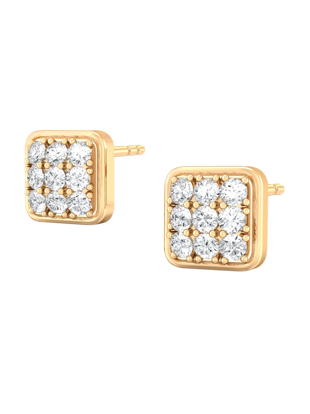 

MELORRA Eternal Brilliance Rhodium-Plated Diamond-Studded 18KT Gold Stud Earrings-1.72gm