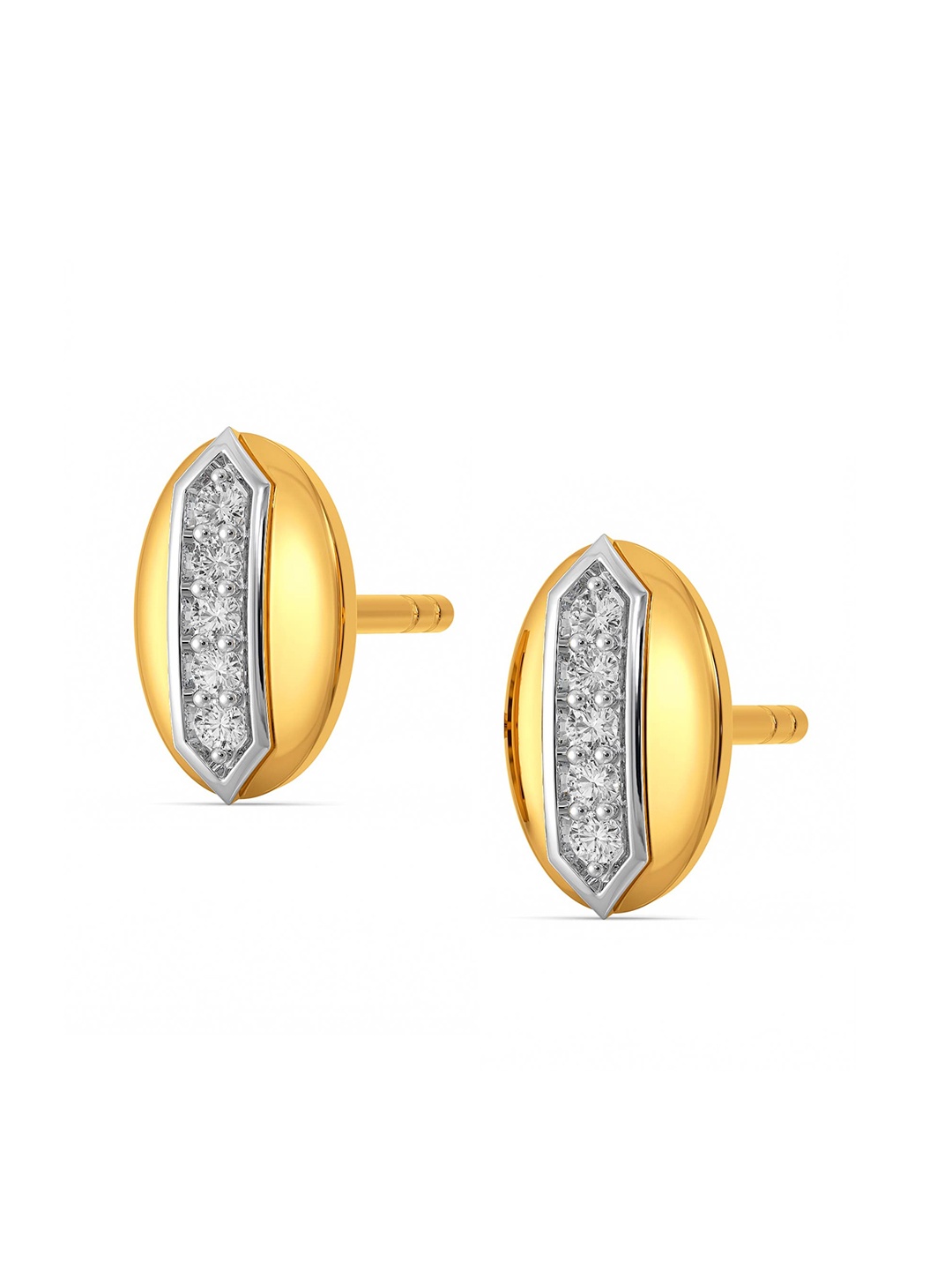 

MELORRA Minimal Musings Rhodium-Plated 18KT Gold Diamond Stud Earrings-1.55gm