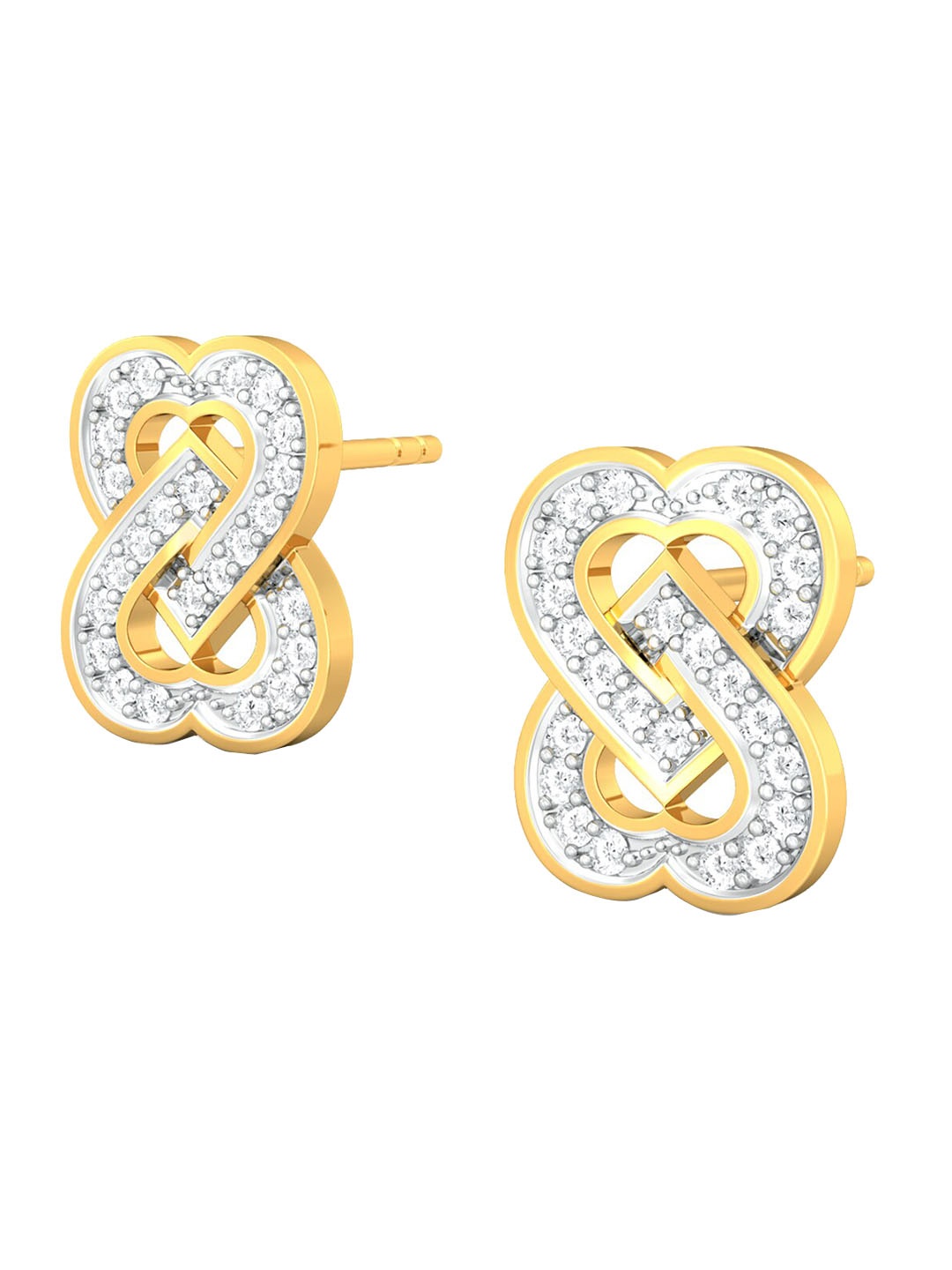 

MELORRA Two Hearts 18KT Gold Diamond Stud Earrings-2.81gm