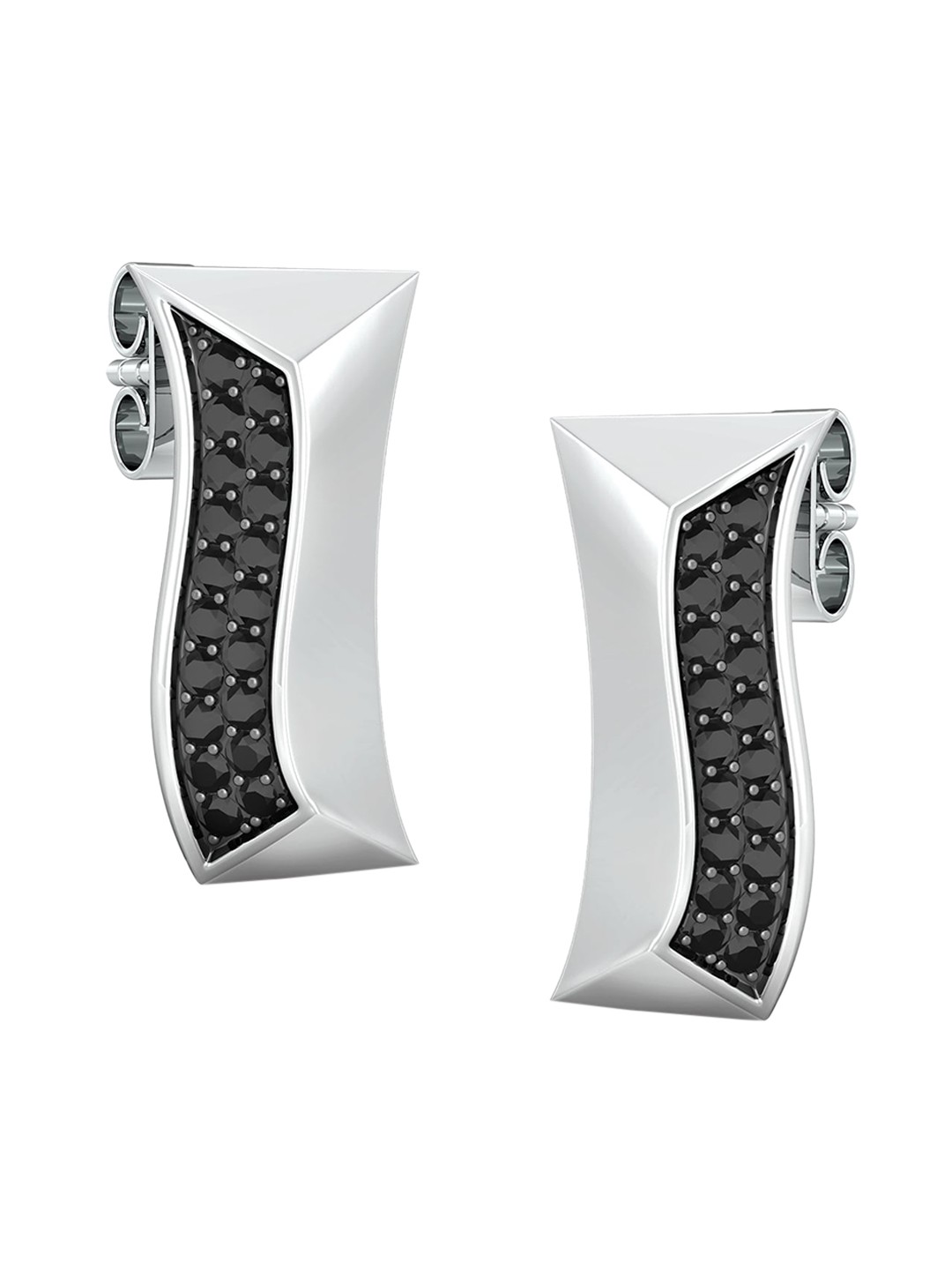 

MELORRA Black Glam 18KT White Gold Diamond Stud Earrings-4.01gm, Silver
