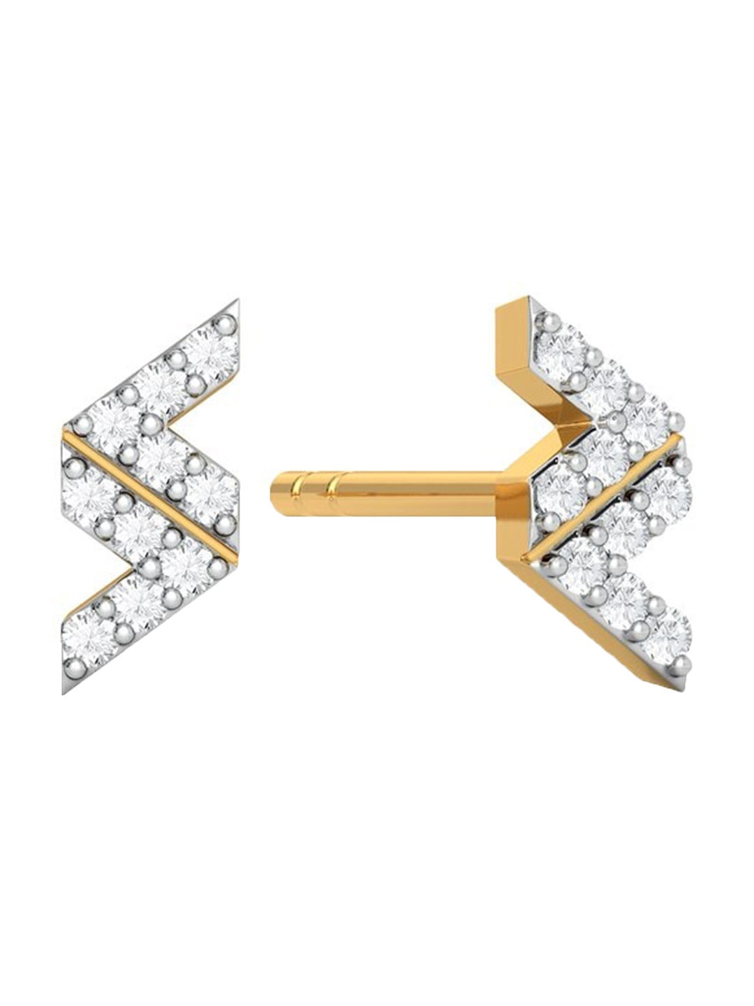 

MELORRA Double Vision Rhodium plated 18KT Gold Diamond Stud Earrings-1.47gm