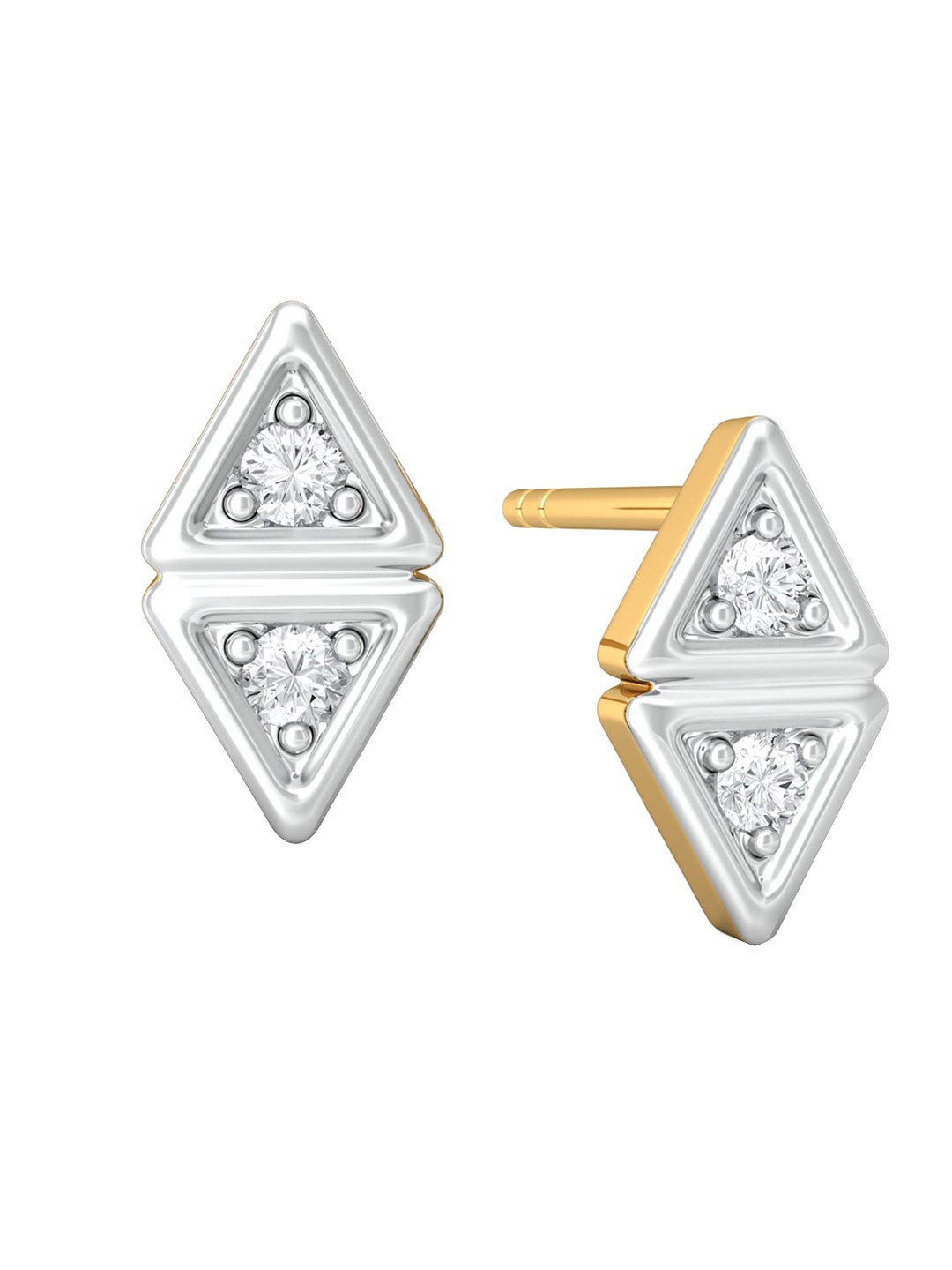 

MELORRA Double Nubble Rhodium-Plated 18KT Gold Diamond Stud Earrings-1.35gm