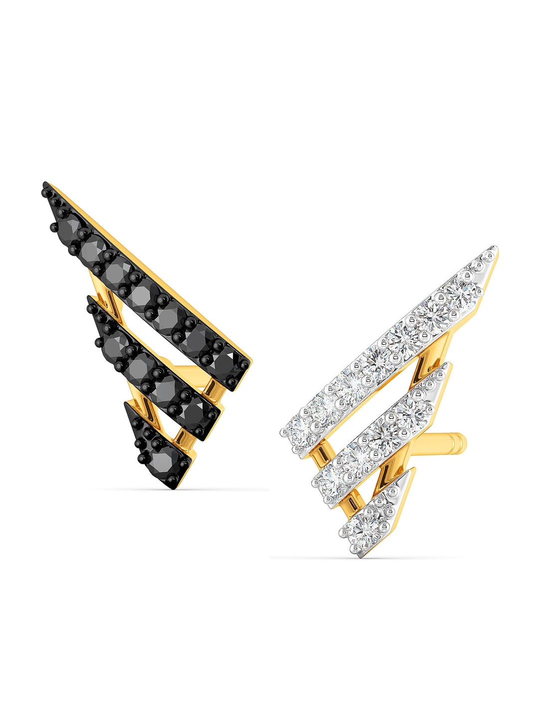 

MELORRA Yin N Yang Diamond-Studded Rhodium-Plated 18KT Gold Studs Earrings- 1.79 gm