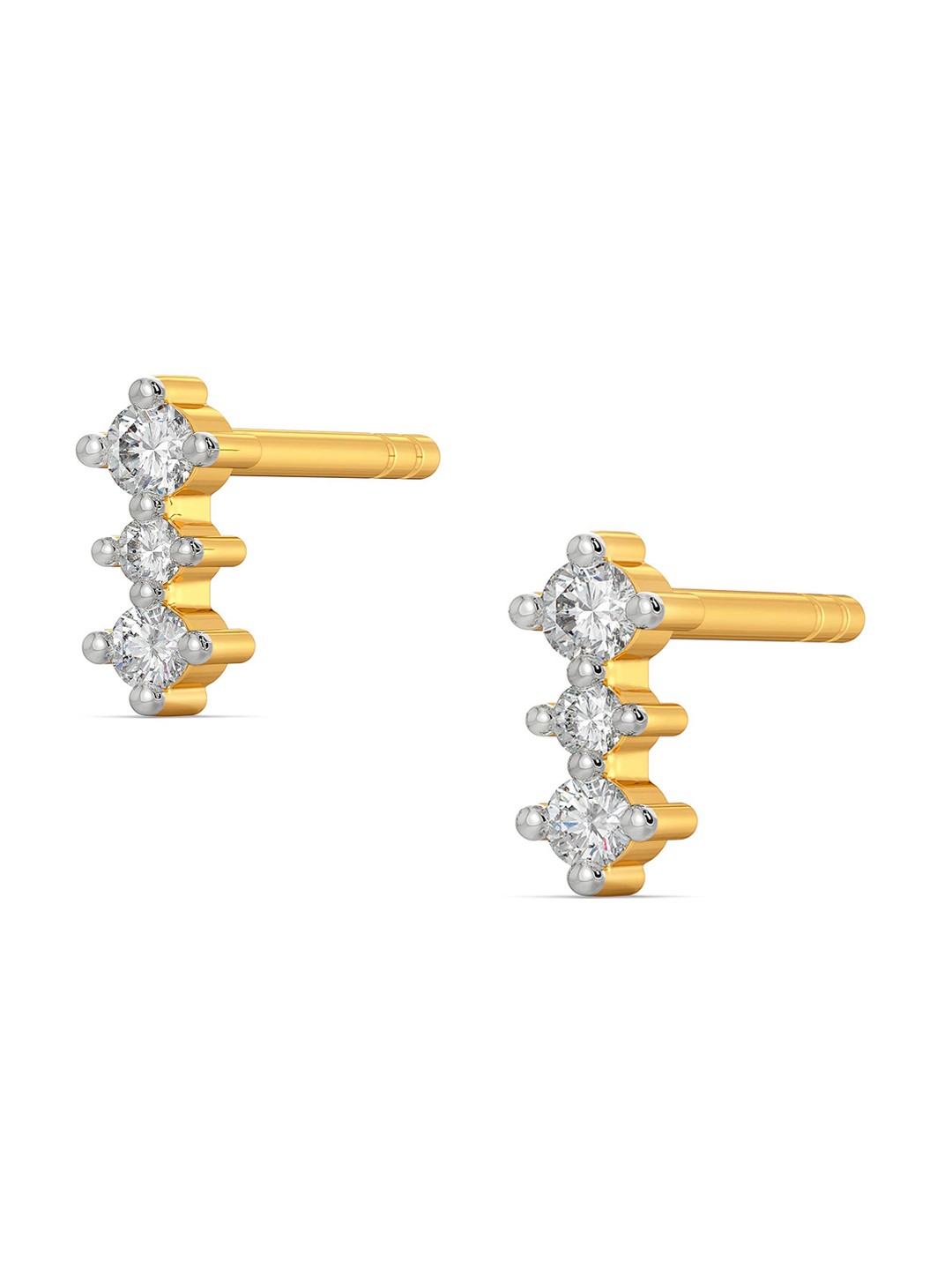 

MELORRA Connect Three Rhodium-Plated 18KT Gold Diamond Stud Earrings-1.12gm
