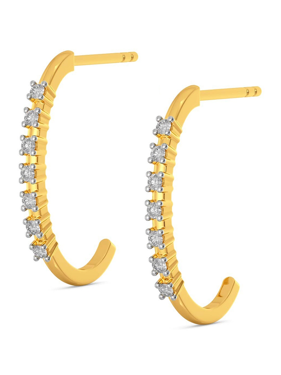 

MELORRA The Prong Throng Rhodium-Plated Diamond-Studded 18KT Gold Earrings - 2.31 gm