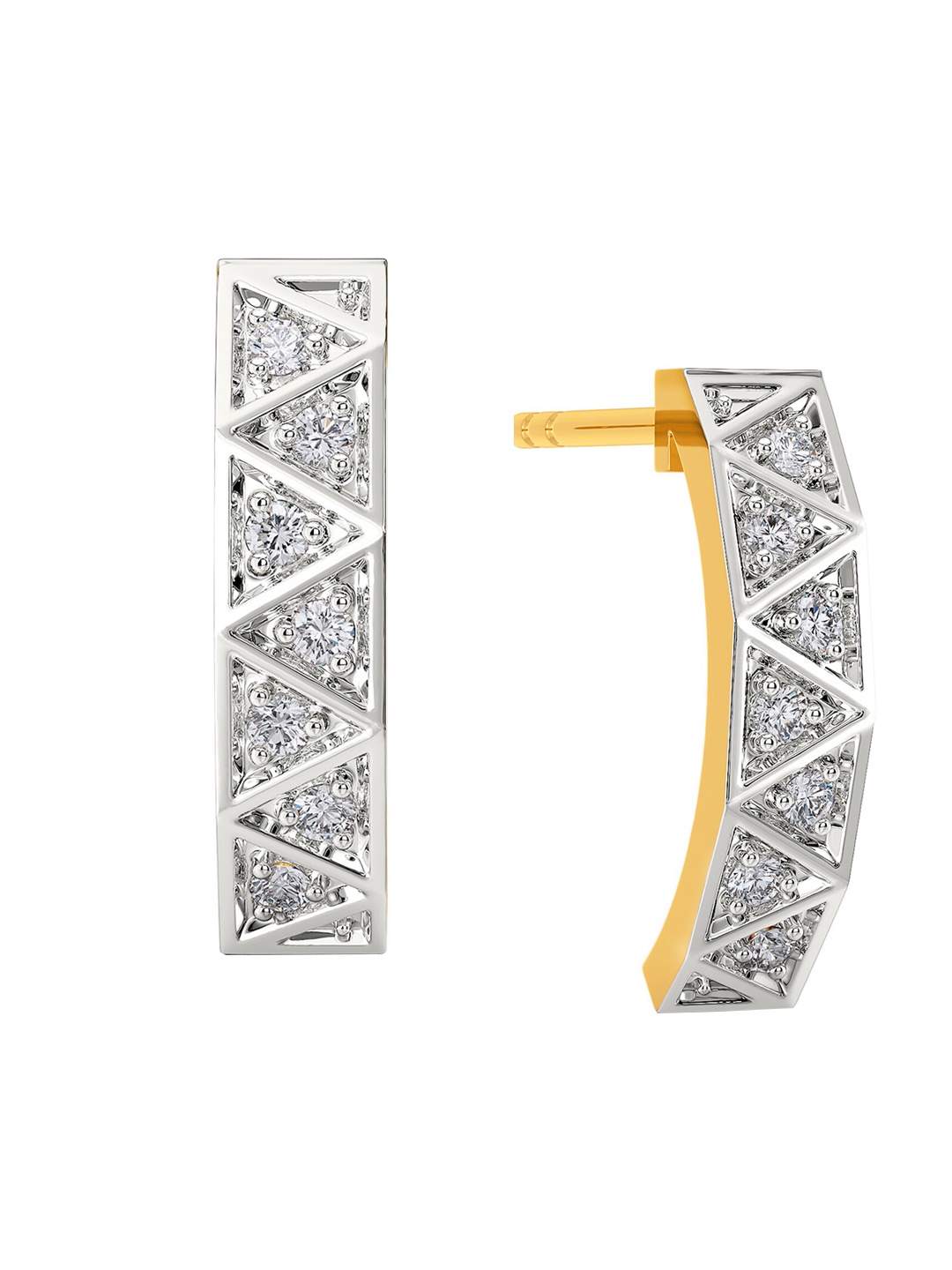 

MELORRA Tartan Theory Rhodium-Plated 18KT Gold Diamond Earrings-2.4gm