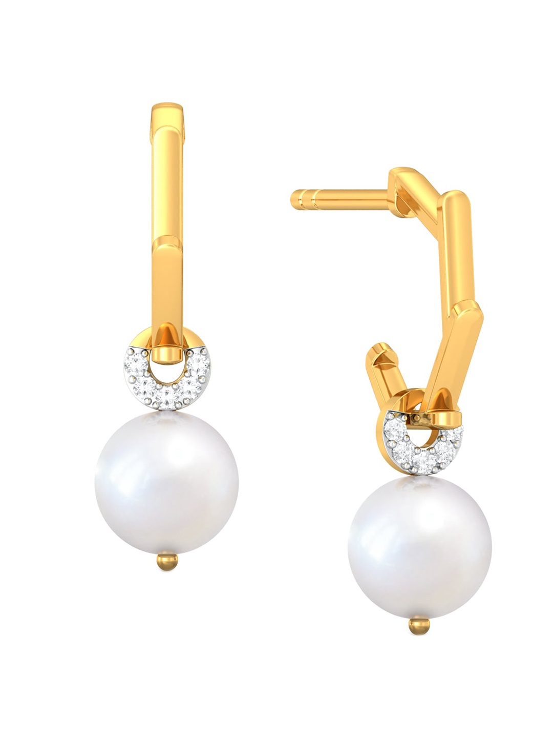 

MELORRA Drop & Dazzle Rhodium-Plated 18KT Gold Diamonds Earrings-2.08 gm, Yellow