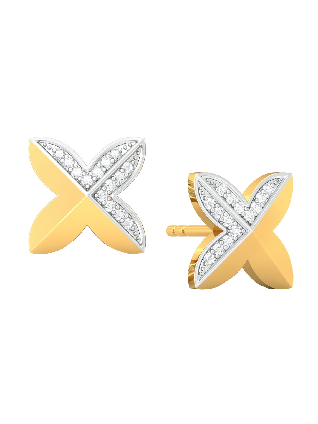 

MELORRA Floral Fyre 18KT Gold Diamond Stud Earrings-3.59gm
