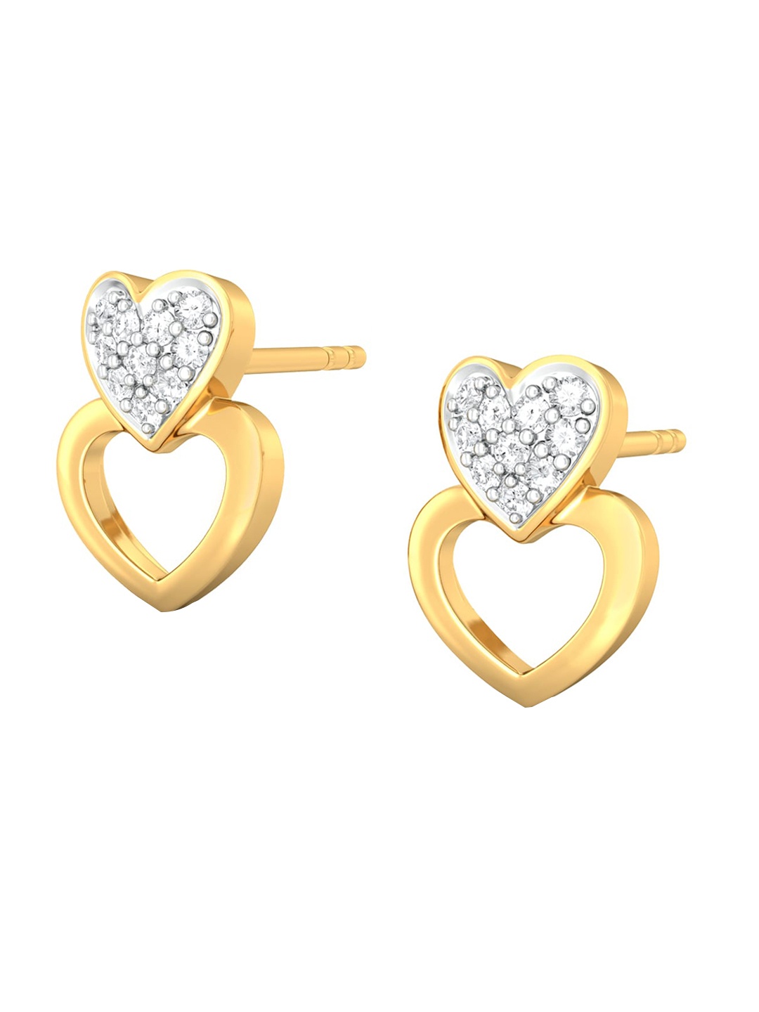 

MELORRA Grand Gestures Rhodium Plated 18KT Gold Diamond Stud Earrings-2.17gm