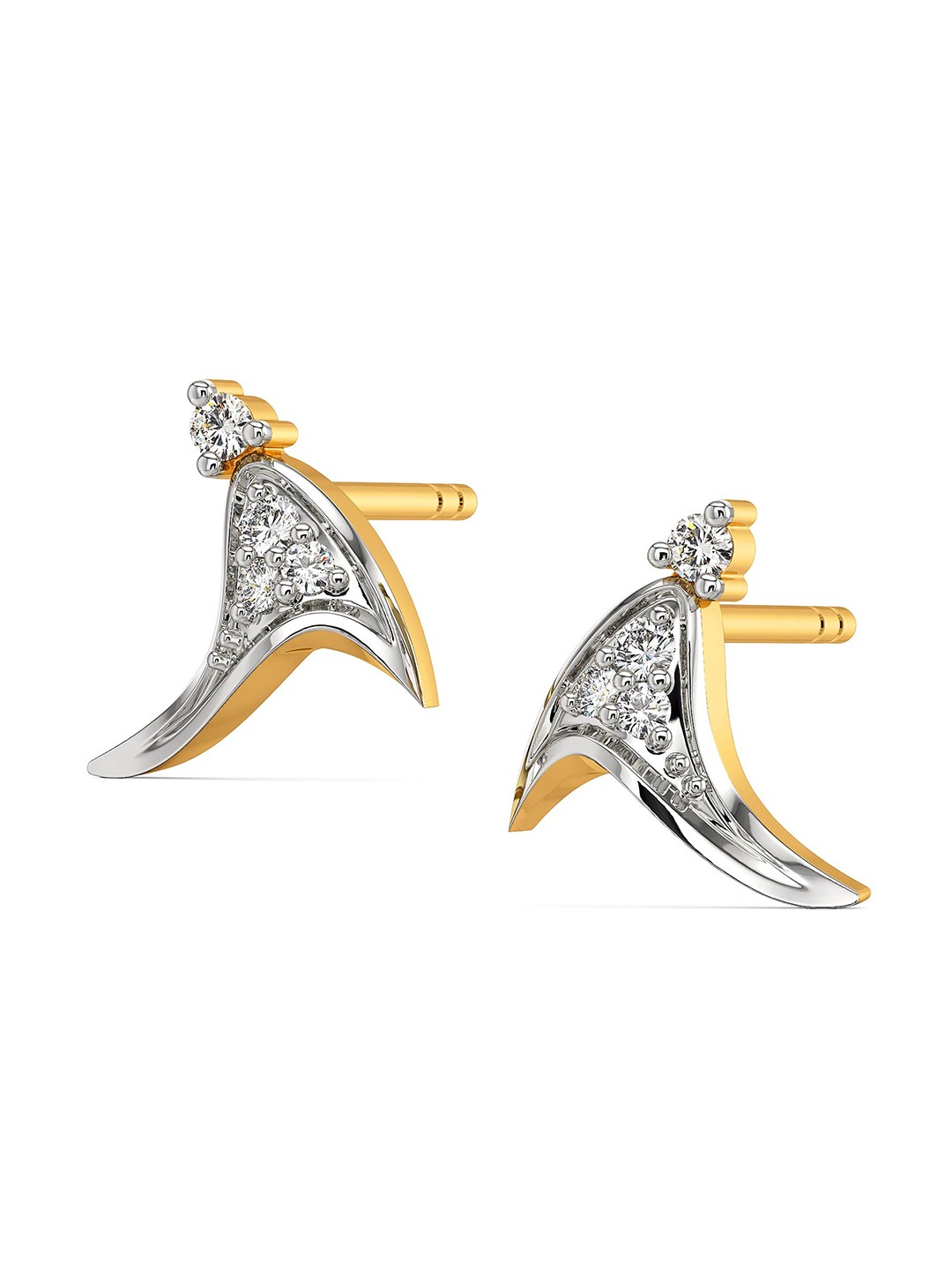 

MELORRA Winter Beanie Rhodium-Plated 18KT Gold Diamond Stud Earrings-1.57gm
