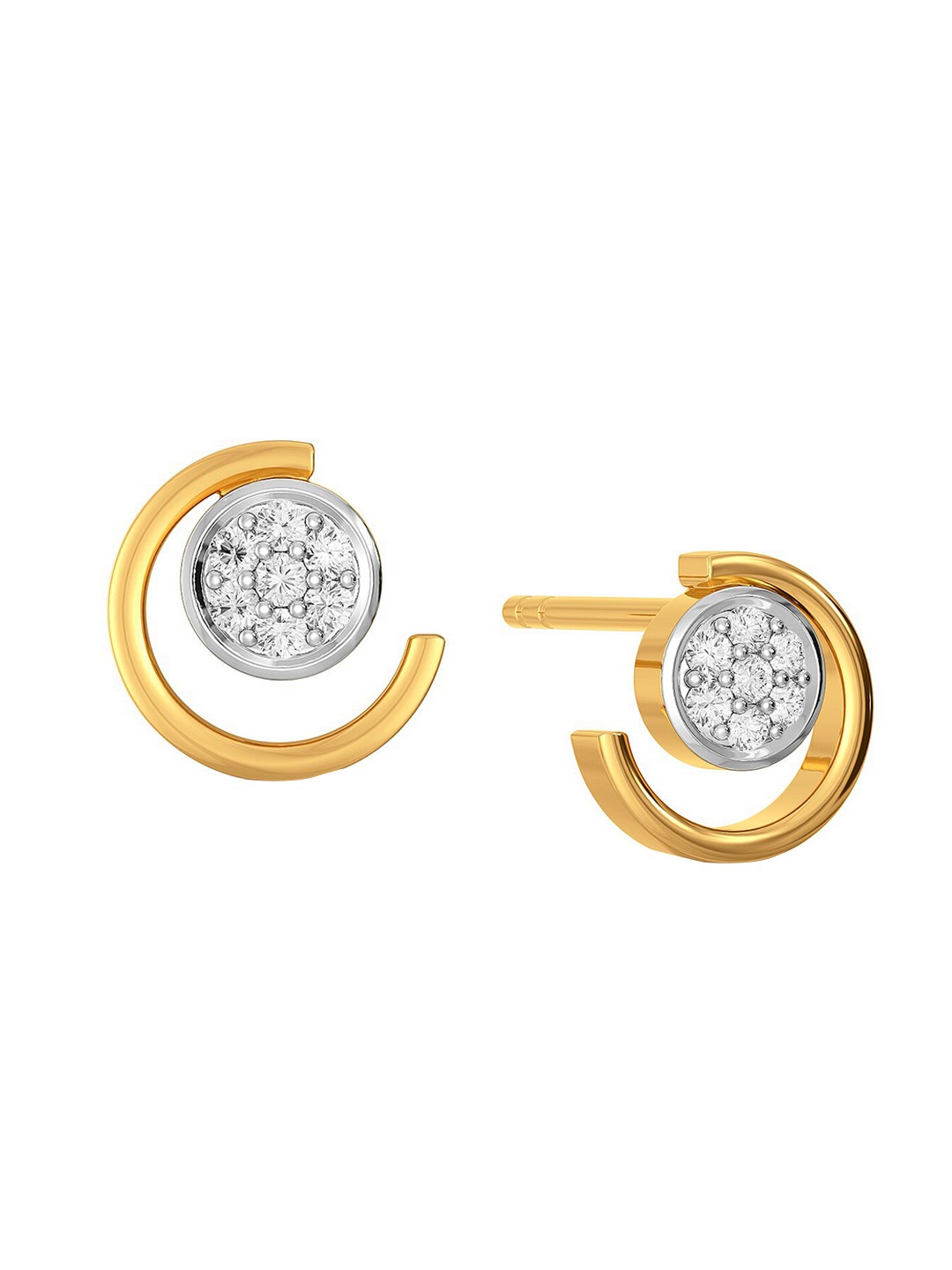 

MELORRA Strive to Jive Rhodium-Plated 18KT Gold Diamond Stud Earrings-2.02gm