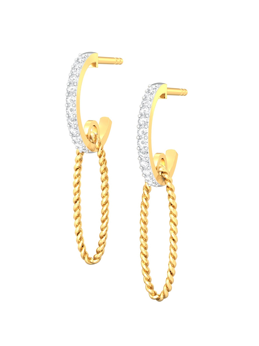 

MELORRA Ellipsia Diamond-Studded 18KT Gold Half Hoop Earrings- 2.79 gm