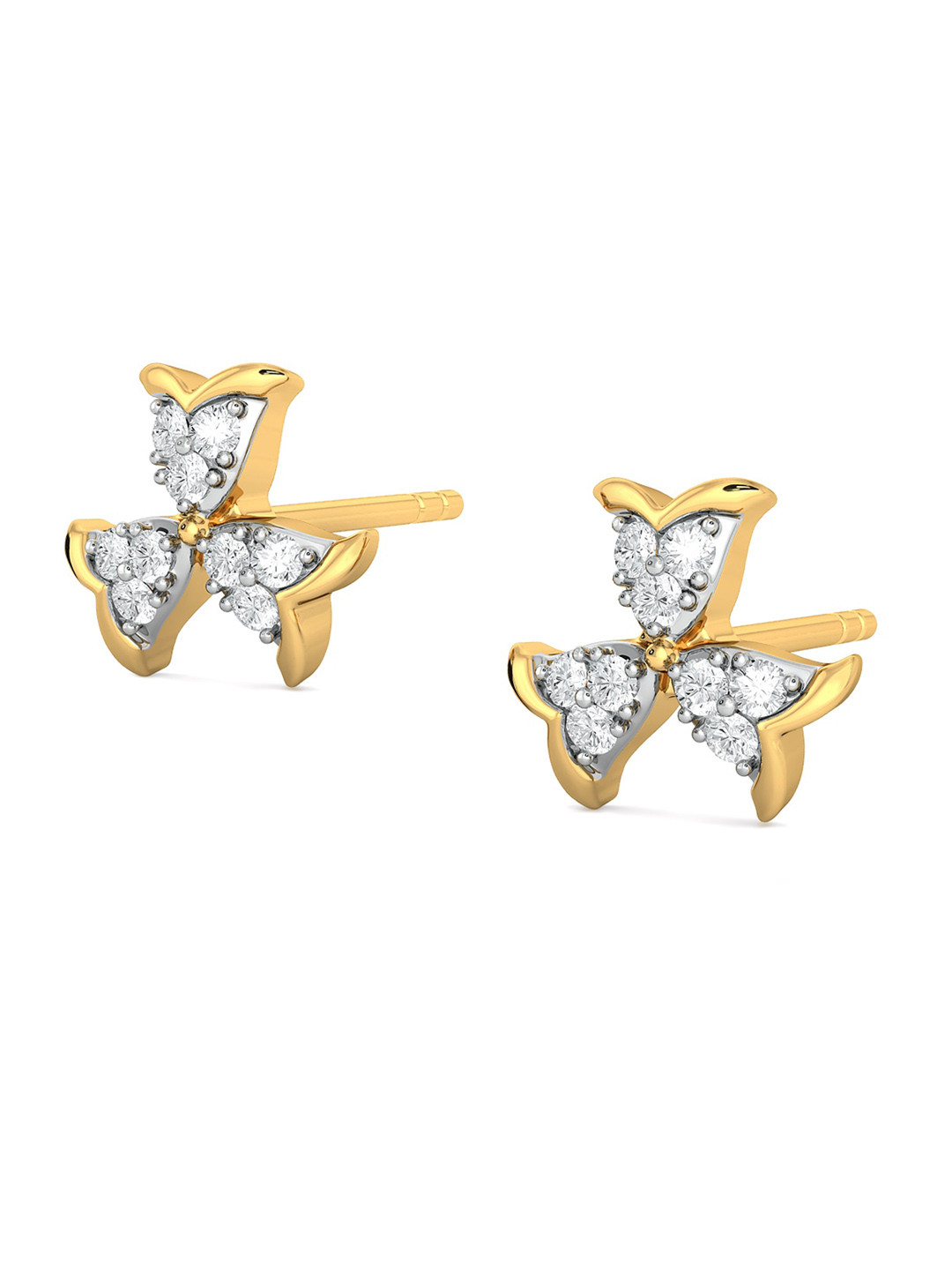 

MELORRA Amaze Acorn Rhodium-Plated 18KT Gold Diamond Stud Earrings-1.81gm