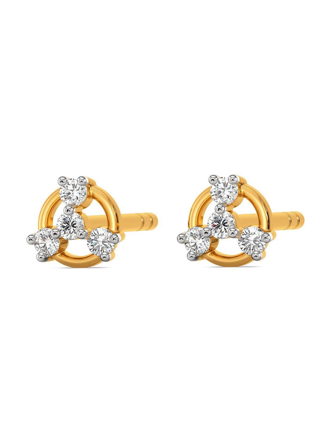 

MELORRA Spin the Wheel Diamond-Studded Rhodium-Plated 18KT Gold Studs Earrings- 1.32 gm