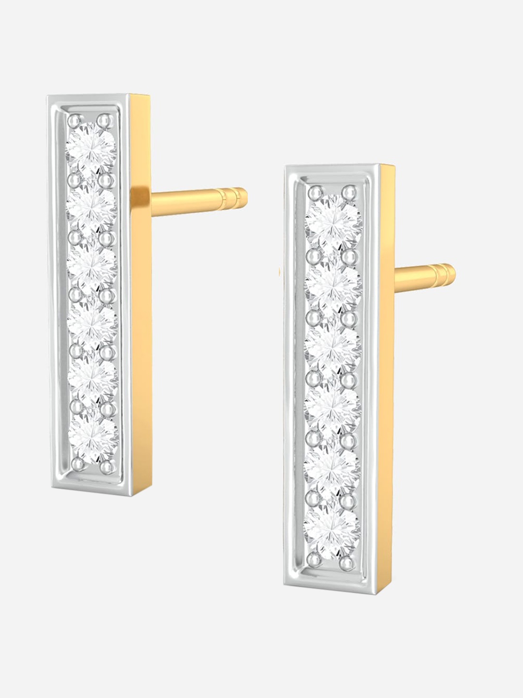 

MELORRA Linear equation 18KT Gold Diamond Stud Earrings-1.75gm