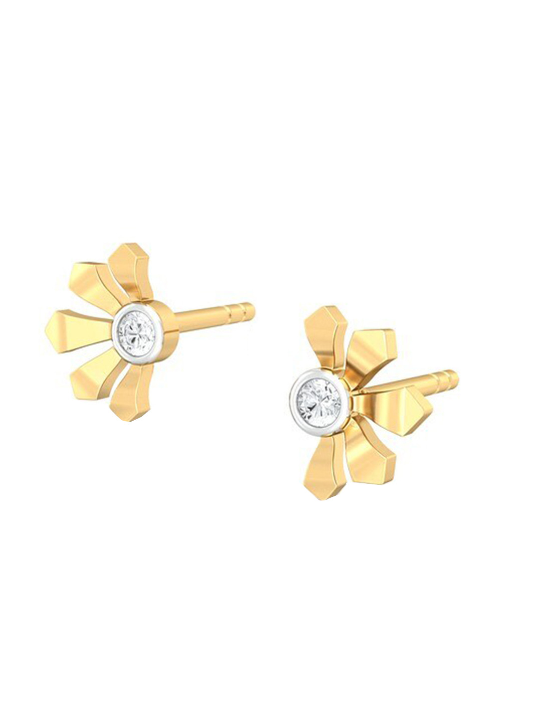 

MELORRA Greek lotus Diamond-Studded Rhodium-Plated 18KT Gold Studs Earrings-1.13gm