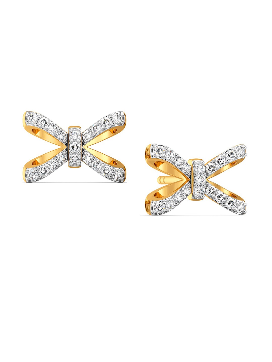 

MELORRA Theme of Bow Rhodium-Plated 18KT Gold Diamond Stud Earrings-1.93gm