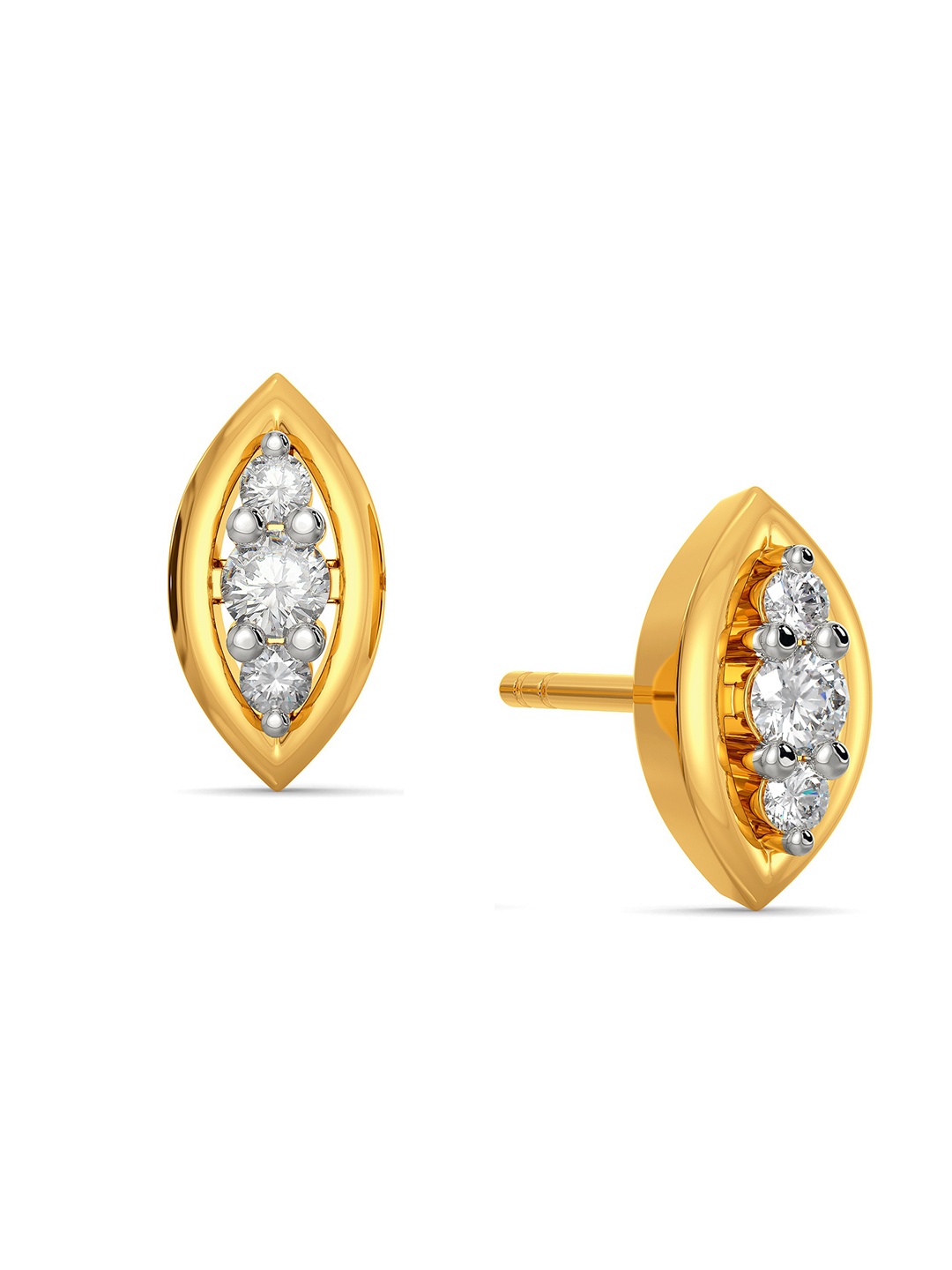 

MELORRA Petal Peers Rhodium-Plated 18KT Gold Diamond Stud Earrings-2.48gm