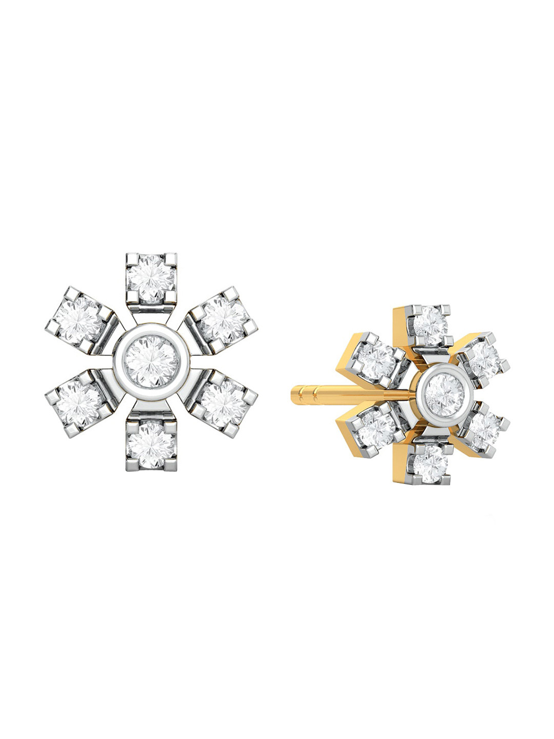 

Melorra Pin Wheeling Diamond-Studded Rhodium-Plated 18KT Gold Stud Earrings-2.17gm