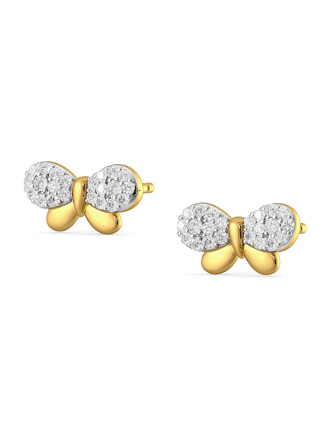 

MELORRA Fly Glorify Rhodium-Plated 18KT Gold Diamond Stud Earrings-1.72gm, Yellow