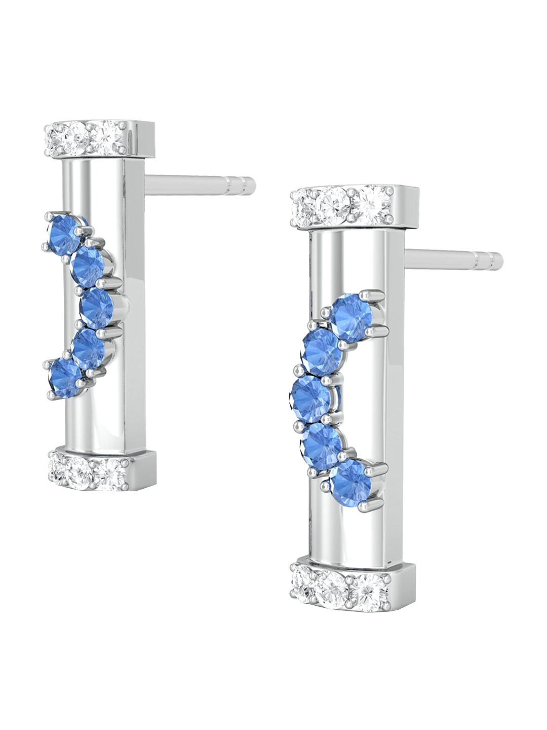 

MELORRA 18KT Gold Blue lagoon Diamond-Studded Stud Earrings- 3.05 gm, White