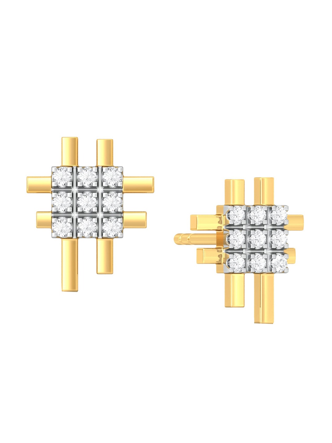 

MELORRA St. Square Rhodium-Plated 18KT Gold Diamond Stud Earrings-2.87gm