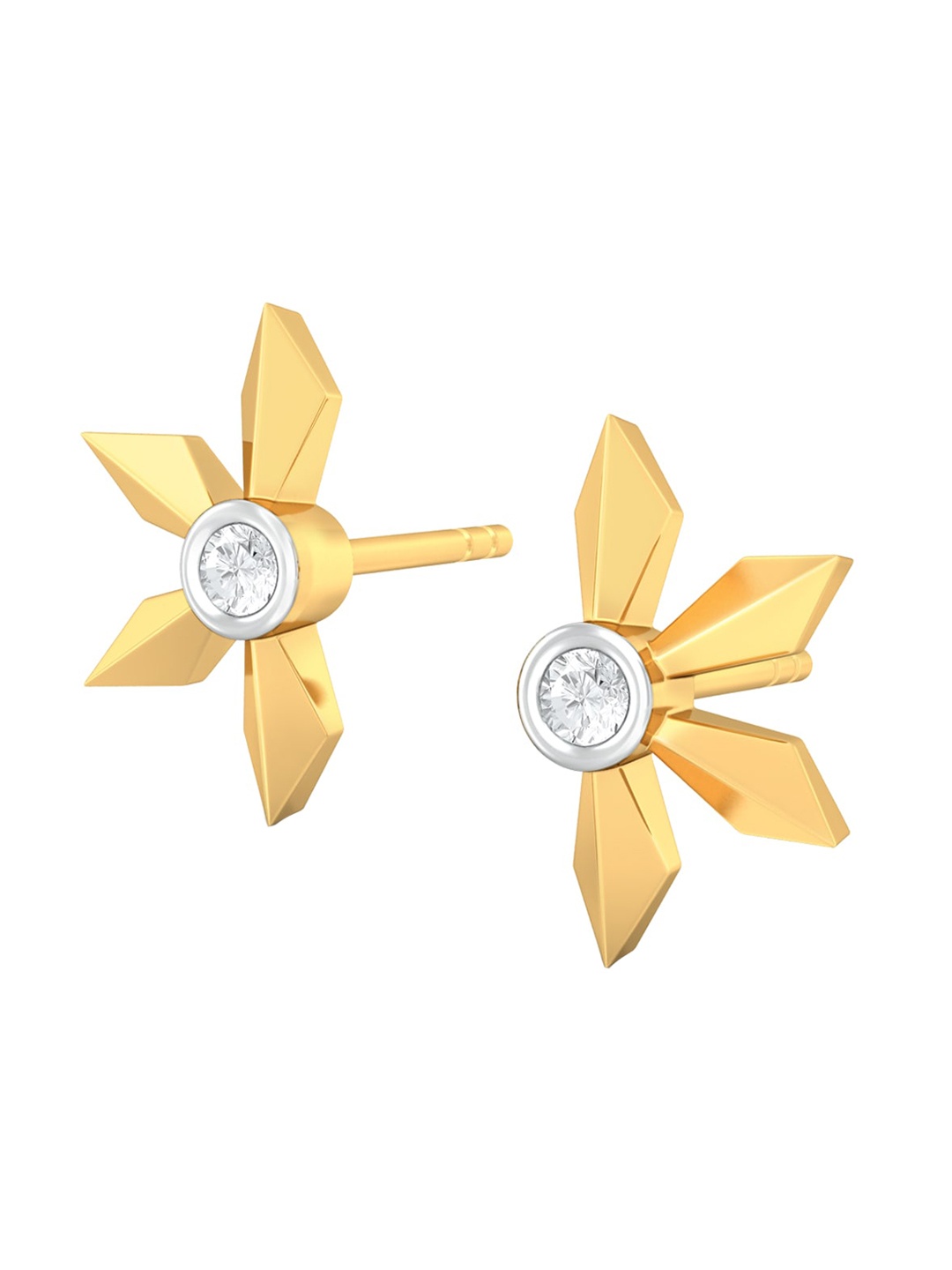 

MELORRA Simple Winkle Rhodium-Plated 18KT Gold Diamond Stud Earrings-1.64gm