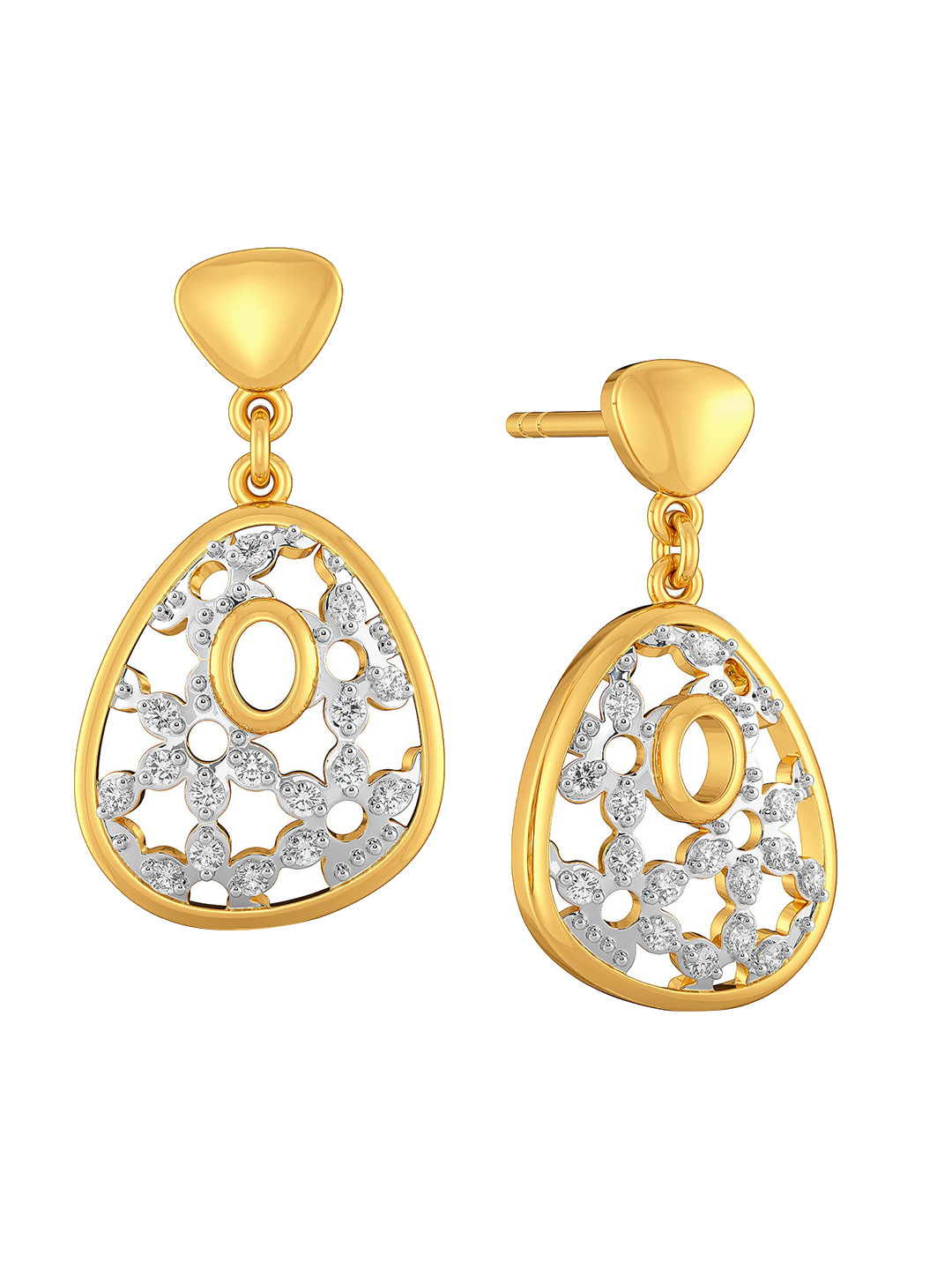

MELORRA Lace Unlocked 18KT Gold Diamond Dangle Earrings-3.77gm